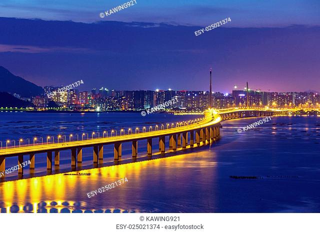 Shenzhen bridge in Hong Kong at night