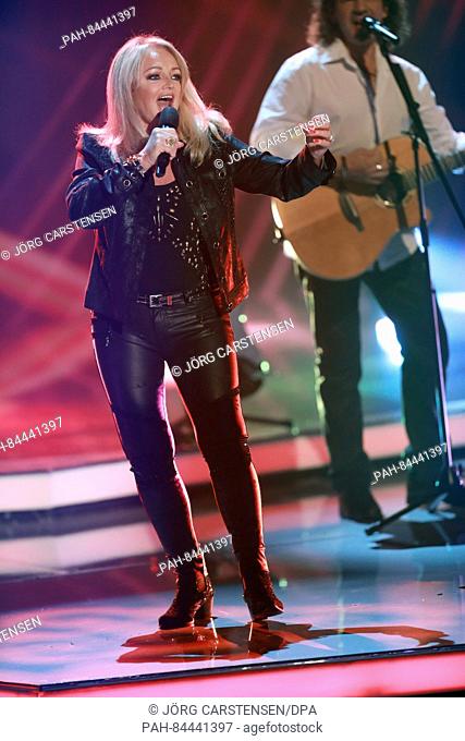 Welsh rock and pop singer Bonnie Tyler is a guest on the ZDF show 'Willkommen bei Carmen Nebel' in Berlin,  Germany, 01 October 2016