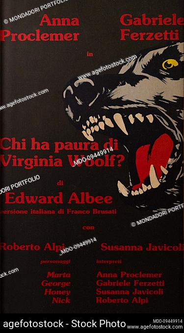 Poster of the show Chi ha paura di Virgina Wolf, staged at Teatro Manzoni during the 1985-1986 theater season. Milan (Italy), December 29th