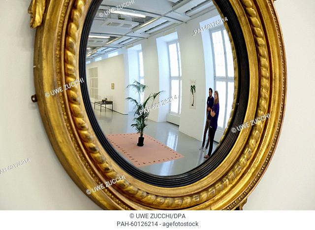 The artwork ""Konvexer Spiegel im vergoldeten Holzrahmen"" (1973) (lit. convex mirror in gilded wooden frame) by Belgian artist Marcel Broodthaers (1924-1976)...