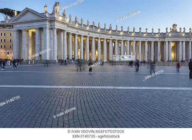 Colonnade by Gian Lorenzo Bernini, Papal Basilica of St. Peter in the Vatican, St. Peter's Square, Rome, Lazio, Italy