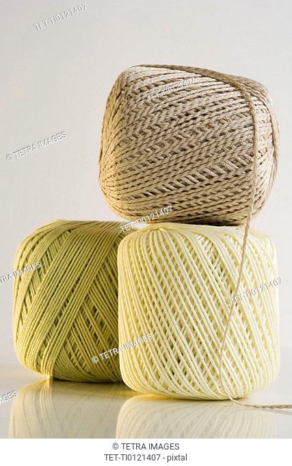 Studio shot of balls of yarn