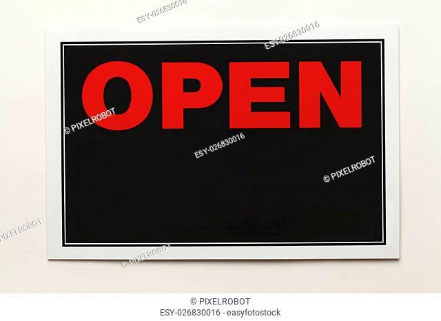 Open Sign with Copy Space Isolated on White Background