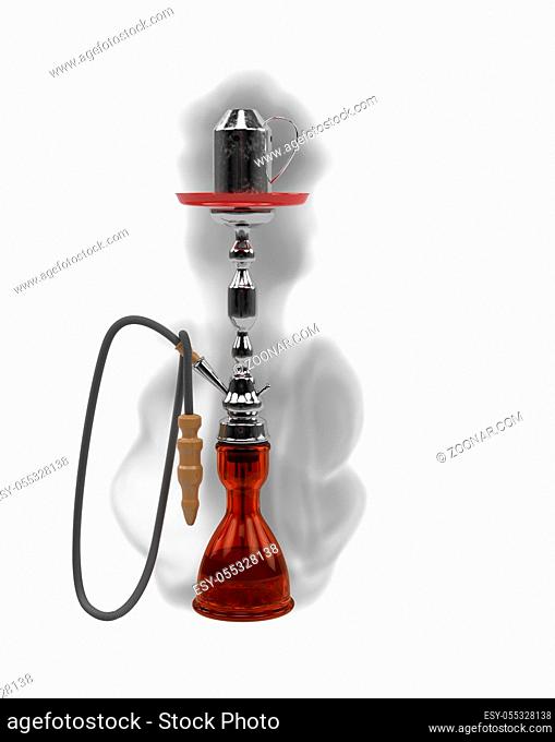 East relax shisha for smoking tobacco from glass and metall material 3d render