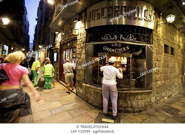 Barcelona, Los Caracoles traditional Restaurant in historic center