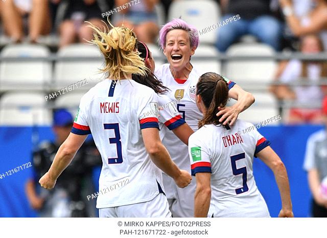 jubilation, Rejoicing, celebrate, happy, cheer, Goal Celebration USA Samantha Mewis (USA) (3) Kelley O Hara (USA) (5) and Alex Morgan (USA) (13) with goal guard...