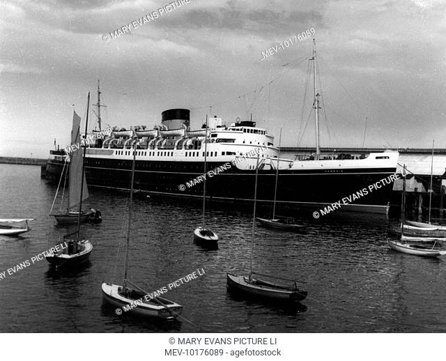 A fine impression of the cross-channel steamer 'Cambria', at Dun Laoghaire (or Kingstown), Co. Dublin, Ireland