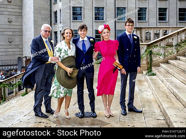 Prince Laurent and Princess Claire of Belgium Princess Louise of Belgium Prince Nicolas of Belgium and Prince Aymeric of Belgium arrive at the...