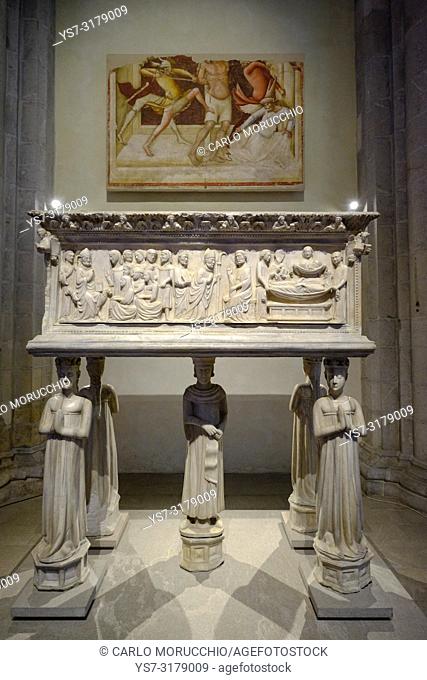 Marble ark of Beato Bertrando di San Genesio, Udine Cathedral, Udine, Friuli Venezia Giulia, Italy, Europe