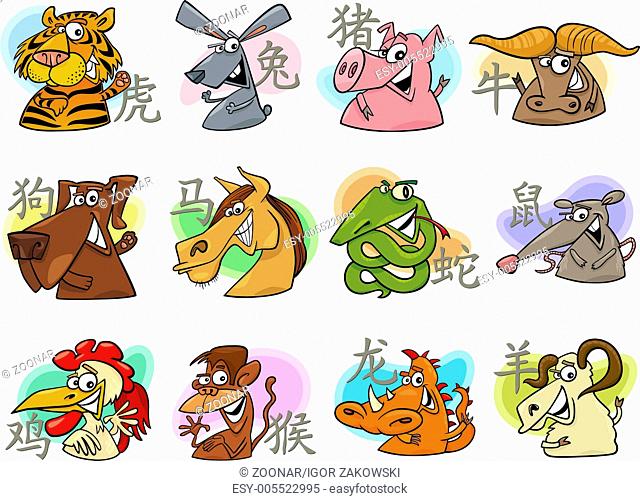 chinese cartoon zodiac signs