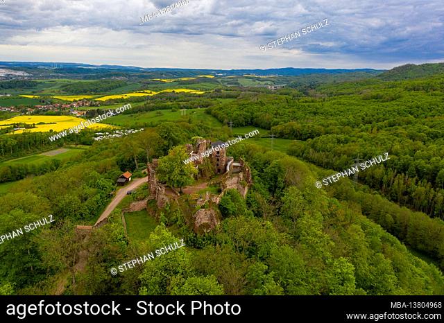 Germany, Saxony-Anhalt, Neustadt, Hohnstein castle ruins near Neustadt in the Thuringian district of Nordhausen
