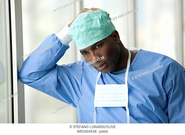 Portrait of a worried male surgeon
