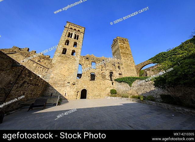 Exterior view of the monastery of Sant Pere de Rodes in Cap de Creus (Alt EmpordÃ , Girona, Catalonia, Spain)