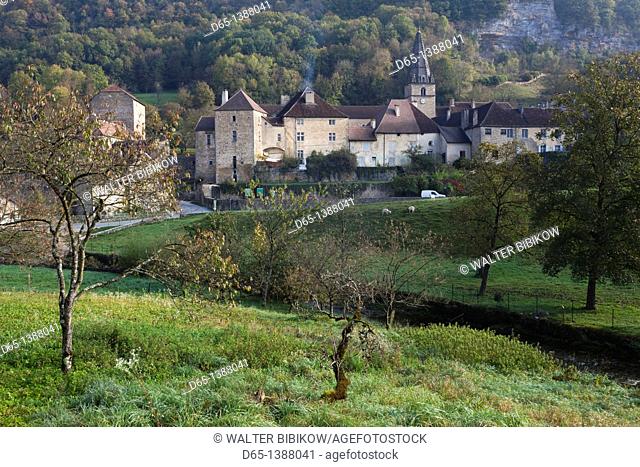 France, Jura Department, Franche-Comte Region, Les Reculees valley area, Baume-les-Messieurs, the Abbaye church, 15th century