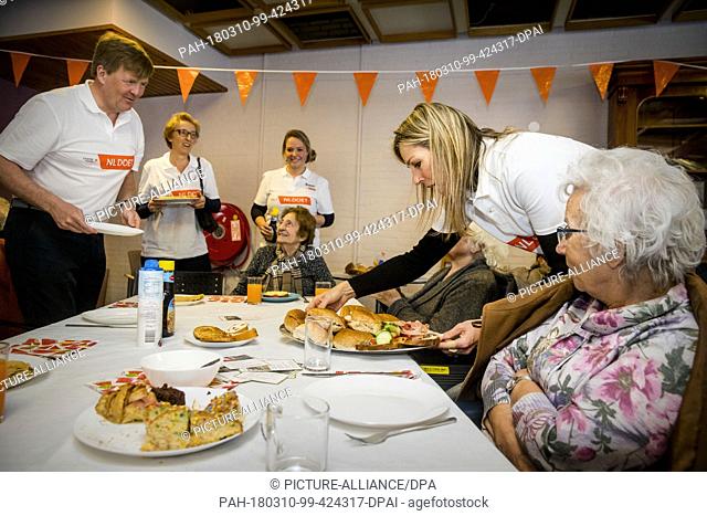 King Willem-Alexander and Queen Maxima of The Netherlands during volunteering work at elderly care Õt Hofland in Pijnacker, The Netherlands, 10 March 2018