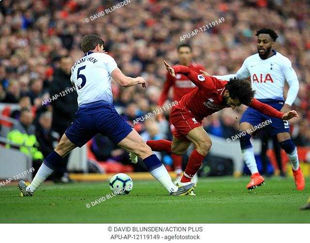2019 EPL Premier League Football Liverpool v Tottenham Hotspur Mar 31st. 31st March 2019, Anfield, Liverpool, England; EPL Premier League football