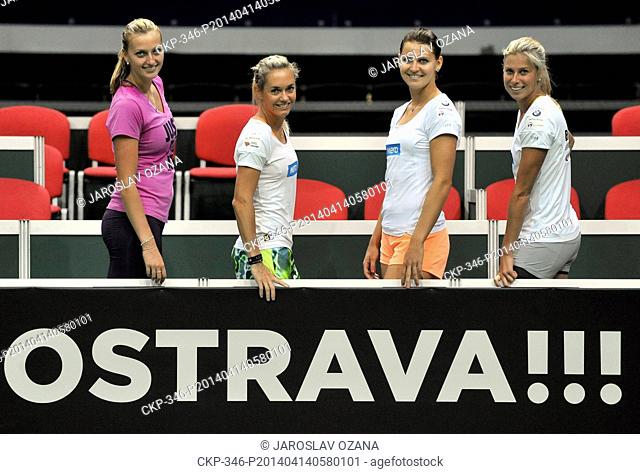 From left: Czech tennis players Petra Kvitova, Klara Koukalova, Lucie Safarova and Andrea Hlavackova are seen during a meeting with media prior to the Fed Cup...
