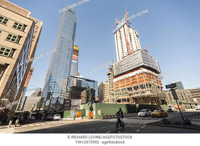 Construction in and around the Hudson Yards development, including Brookfield, Manhattan West, right, in New York on Wednesday, October 18, 2017