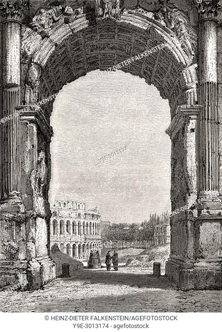 The Arch of Constantine, Via triumphalis, Rome, Italy, 19th Century