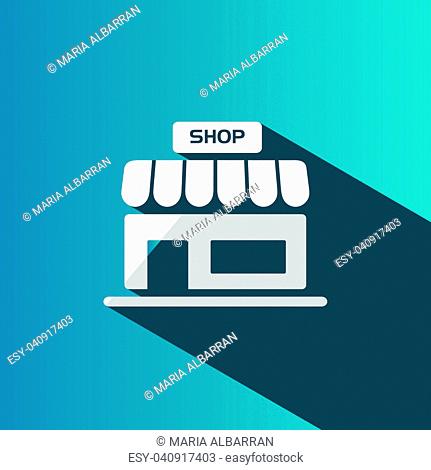 Shop icon with shadow on a blue background