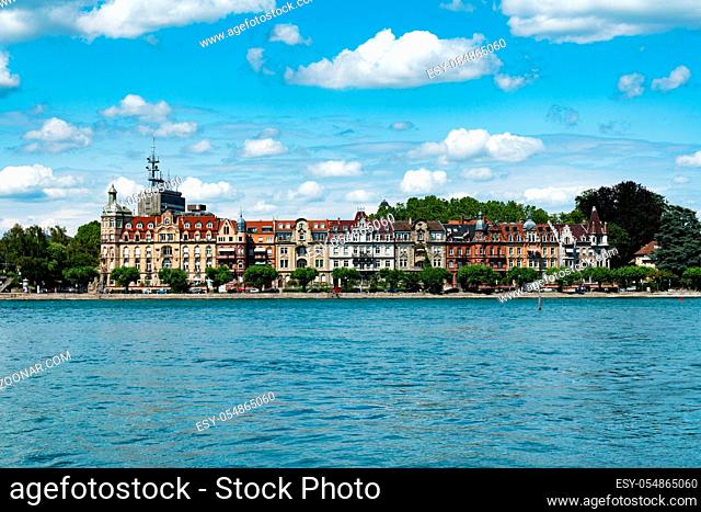 Konstanz, BW / Germany - 14. July 2019: old city of Konstanz on Lake Constance with historic buildings and lakefront view
