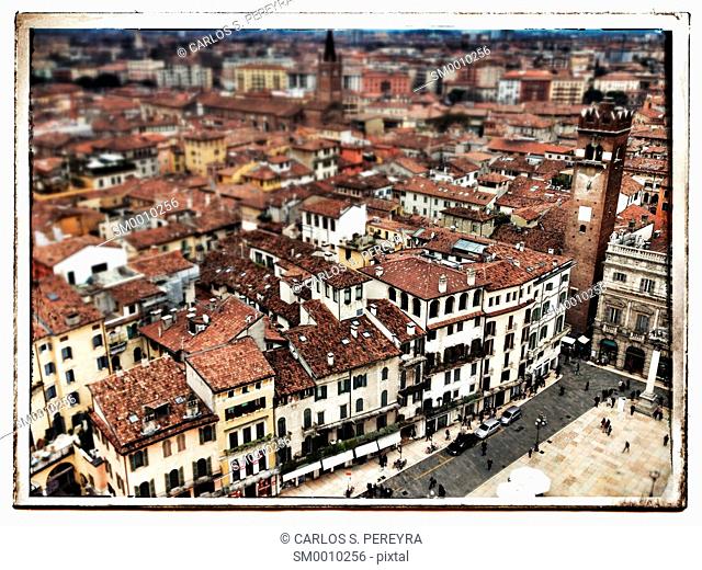 Verona cityscape, top view. Veneto, Italy