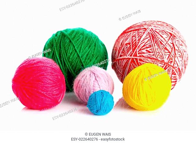 wool yarn ball isolated on white.  ball of yarn for knitting