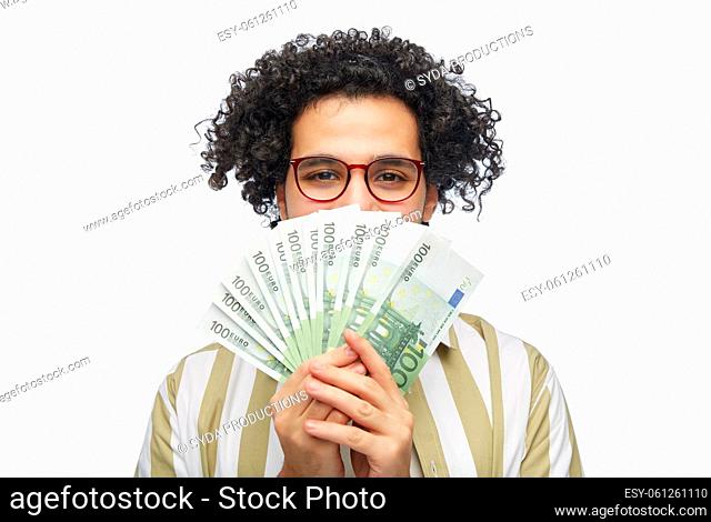 happy man with euro money