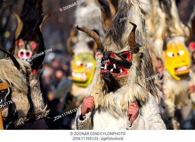 Participants take part in the International Festival of Masquerade Games Surva. The festival promotes variations of ancient Bulgarian and foreign customs and...