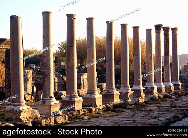 Colonnaded street and ruins of Perge, Turkey