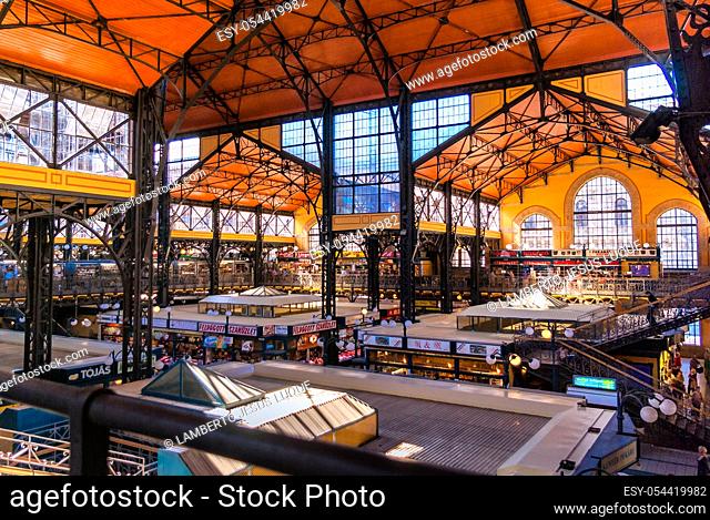 Interior view of the Central Hall Market in Budapest, Hungary