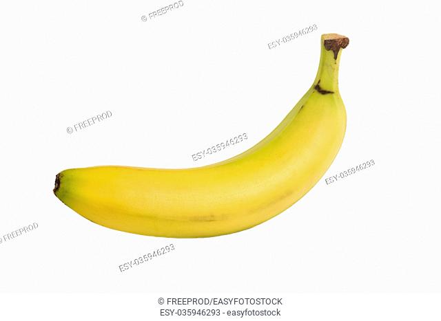 Single banana on white background, France