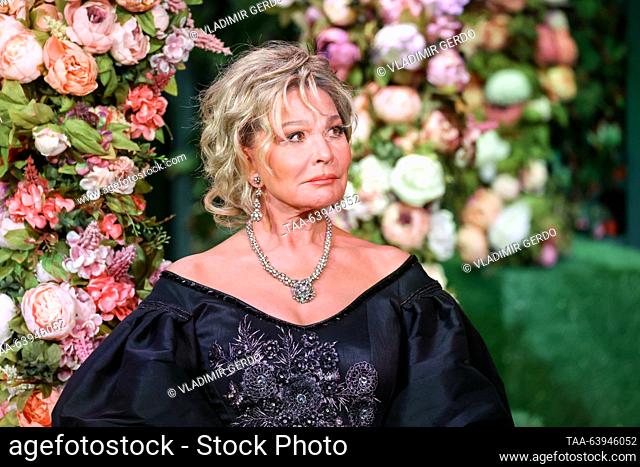 RUSSIA, MOSCOW - OCTOBER 26, 2023: Actress Tatyana Vedeneyeva as Donna Lucia performs during the premiere of Dmitry Astrakhan's adaptation of the 1975 Soviet...