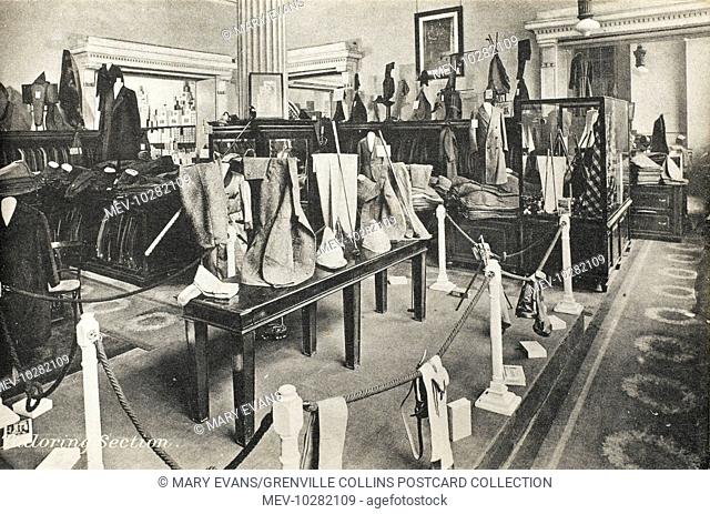 Selfridges & Co, Oxford Street, London - Tailoring Section. Founded by American-born retail magnate Harry Gordon Selfridge (1858 - 1947)