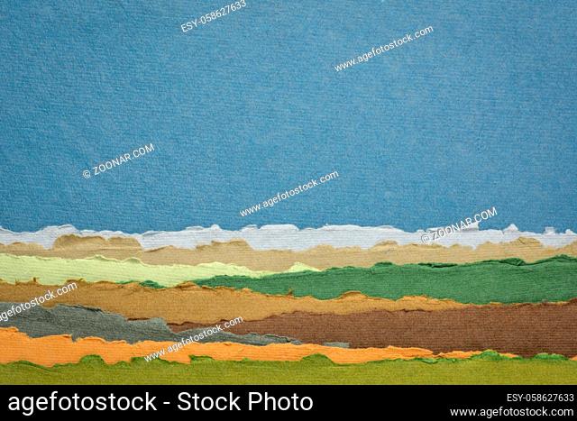 blue sky over hills abstract landscape - a collection of colorful handmade Indian papers produced from recycled cotton fabric