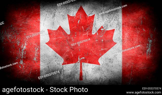 Canada flag with grunge texture 3D illustration