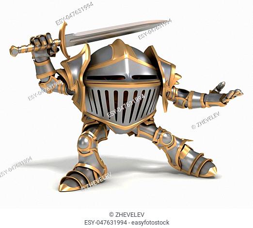 Cartoon knight gnome. The isolated image on a white background