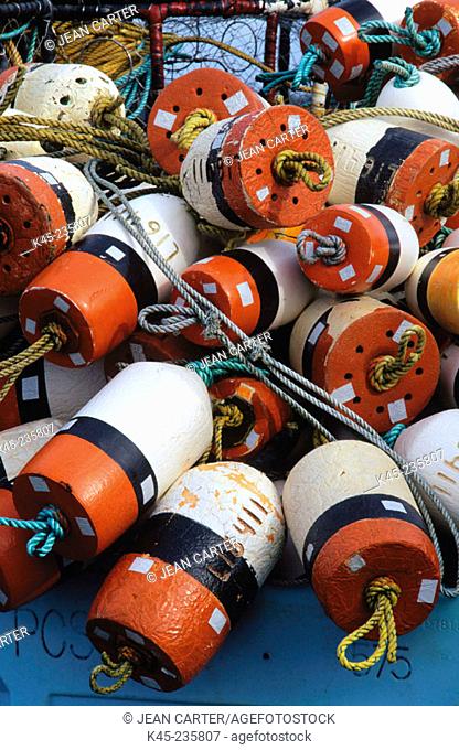 Crab pot buoys. Charleston boat basin. Oregon. USA