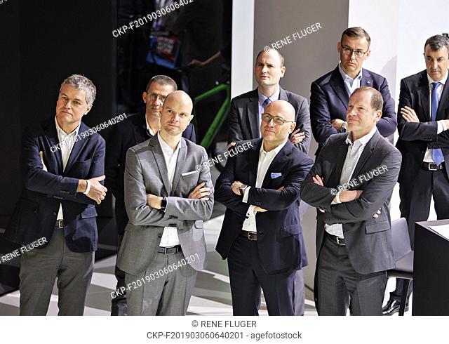 Skoda Auto CEO Bernhard Maier (4th from left) signed a sponsorship contract with Tour de France organiser A.S.O. up to 2023 during the 2019 Geneva International...