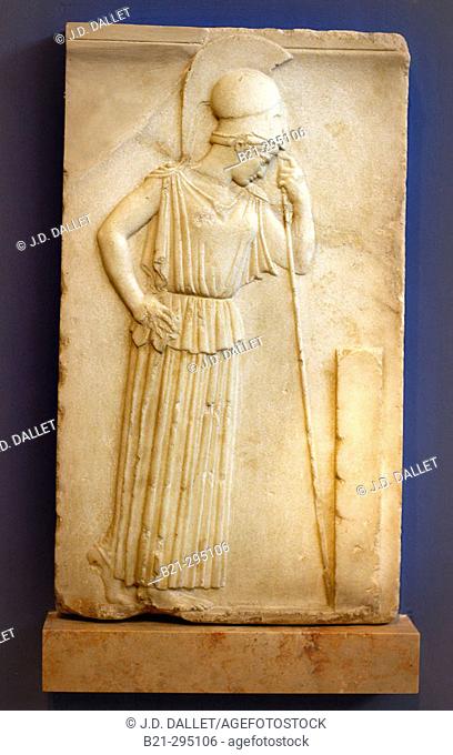 Relief of Athena at Acropolis Museum. Athens, Greece