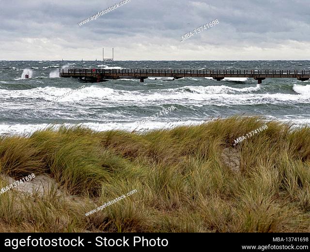 Storm over the Baltic Sea, Ostseebad Prerow on the Darß, Fischland-Darß-Zingst, Mecklenburg Western Pomerania, Germany