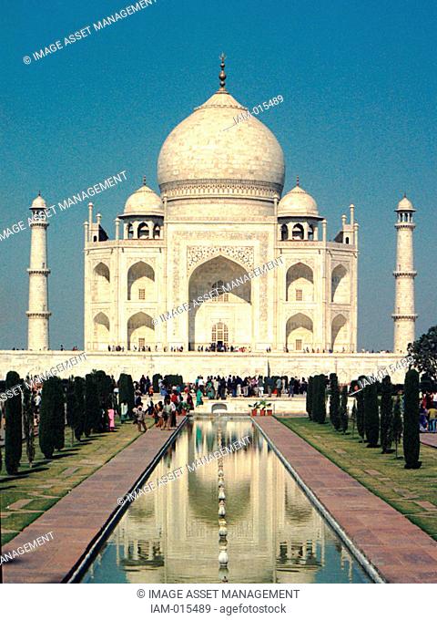 The Taj Mahal is a mausoleum located in Agra, India, built by Mughal emperor Shah Jahan in memory of his favourite wife, Mumtaz Mahal