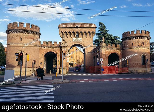 Porta Saragozza, one of the twelve gates of the ancient walls of Bologna, capital and largest city of the Emilia Romagna region in Northern Italy