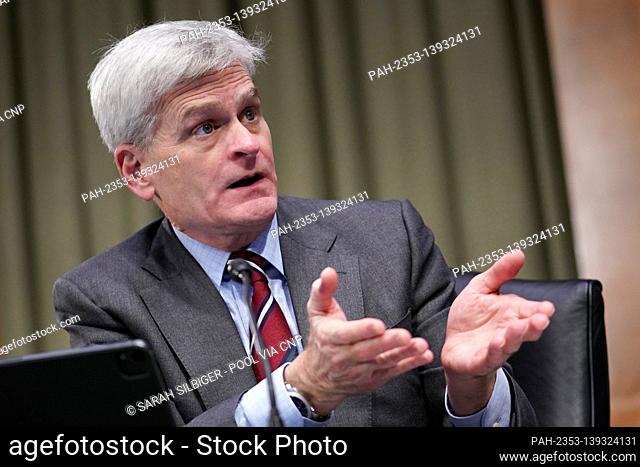 United States Senator Bill Cassidy (Republican of Louisiana), speaks during a Senate Veterans' Affairs Committee confirmation hearing for Denis McDonough, U