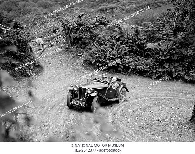 1935 MG PB taking part in a motoring trial in Devon, late 1930s. Artist: Bill Brunell