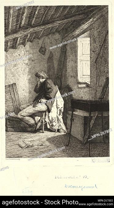 Discouragement. Cucinotta, Saro (Printmaker). Italian master prints. Date Created: 1801 - 1900 (Approximate). Prints. Etchings Extent: Plate mark: 9 3/8 x 6...