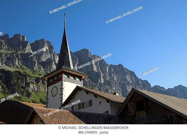 Church with the Urnerboden, Klausenpass, canton Glarus, Switzerland