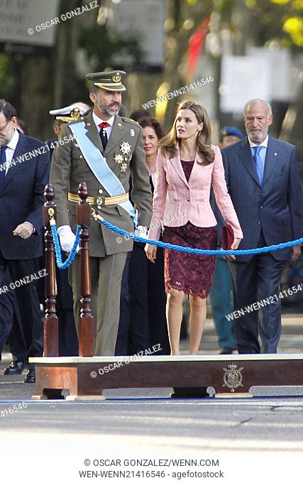 Photo of Crown Prince Felipe of Spain and Princess Letizia during a ceremony in Madrid, Spain. The Spanish prime minister