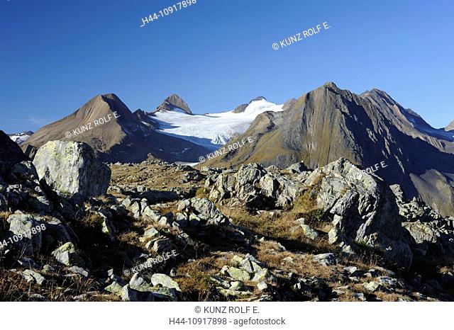 Swiss Alps, mountains, Fülhorn, Rothorn, Blinnenhorn, Gries glacier, Nufenen pass, Canton, Valais, Switzerland