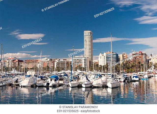 Harbour of Alicante town, Valencia province, Spain